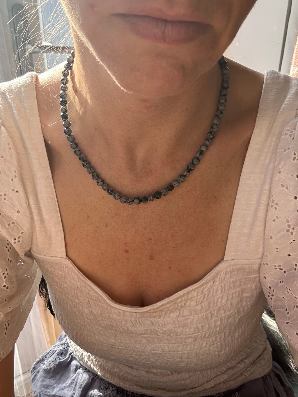 Snowflake Obsidian Gemstone Necklace