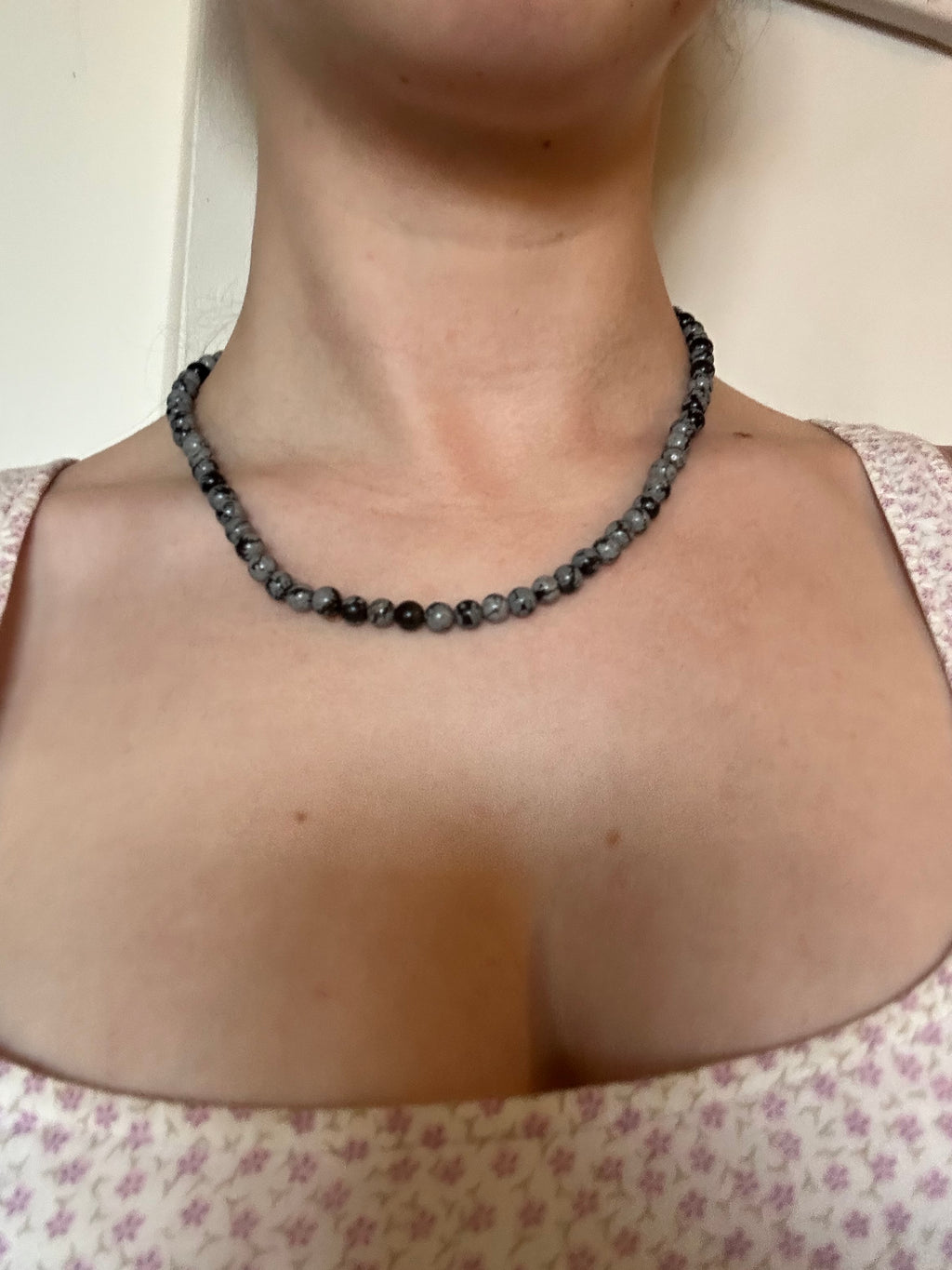 Snowflake Obsidian Gemstone Necklace