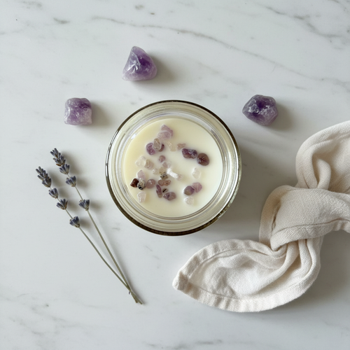 CALM Candle - Enhanced Top Crystal Flat Lay