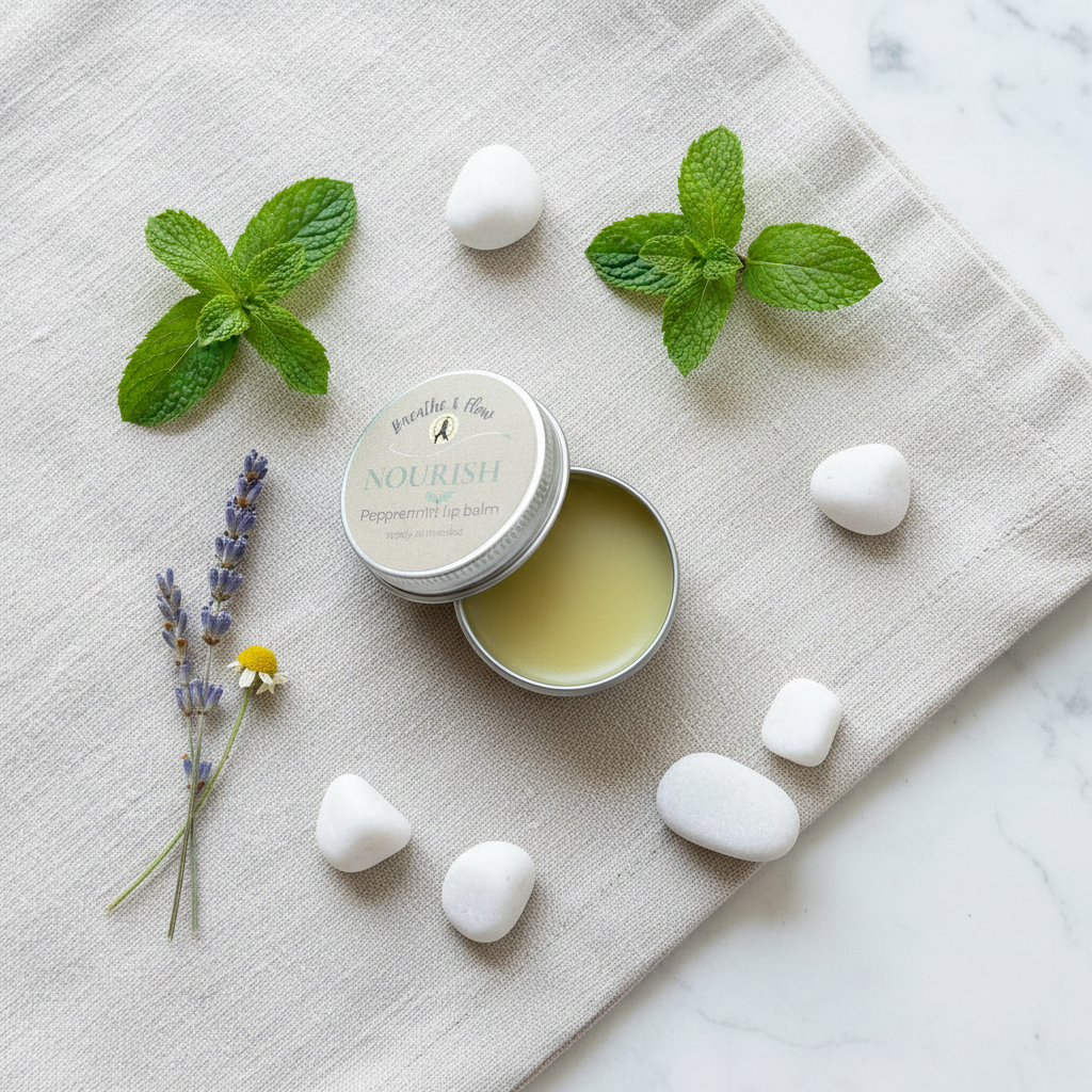 NOURISH Lip Balm - Open Tin with Label Visible