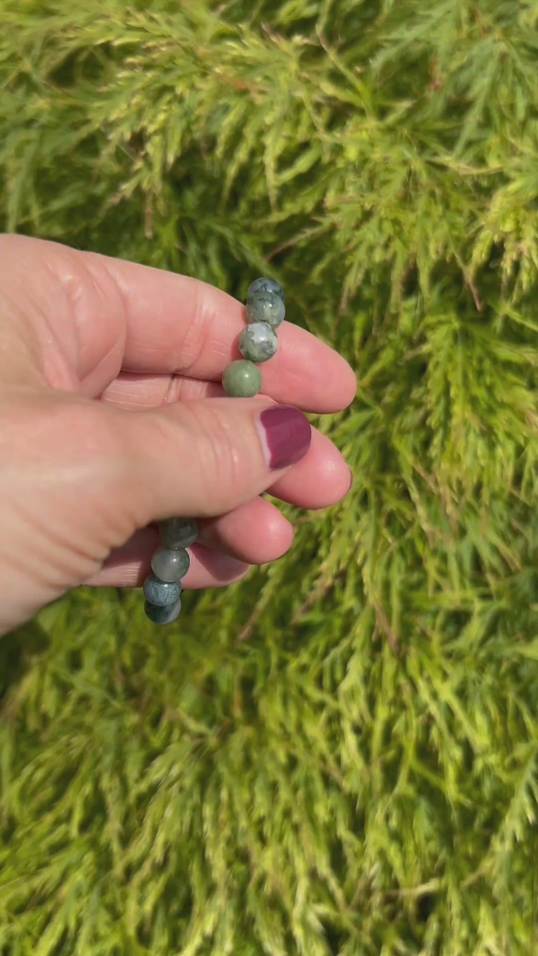 Moss Agate Aromatherapy Gemstone & Lava Bead Bracelet