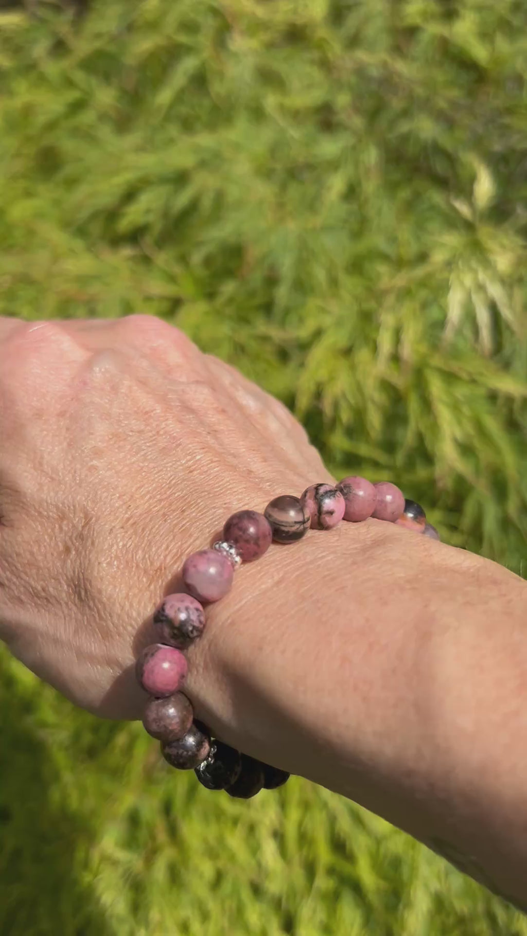 Rhodonite Aromatherapy Gemstone & Lava Bead Bracelet