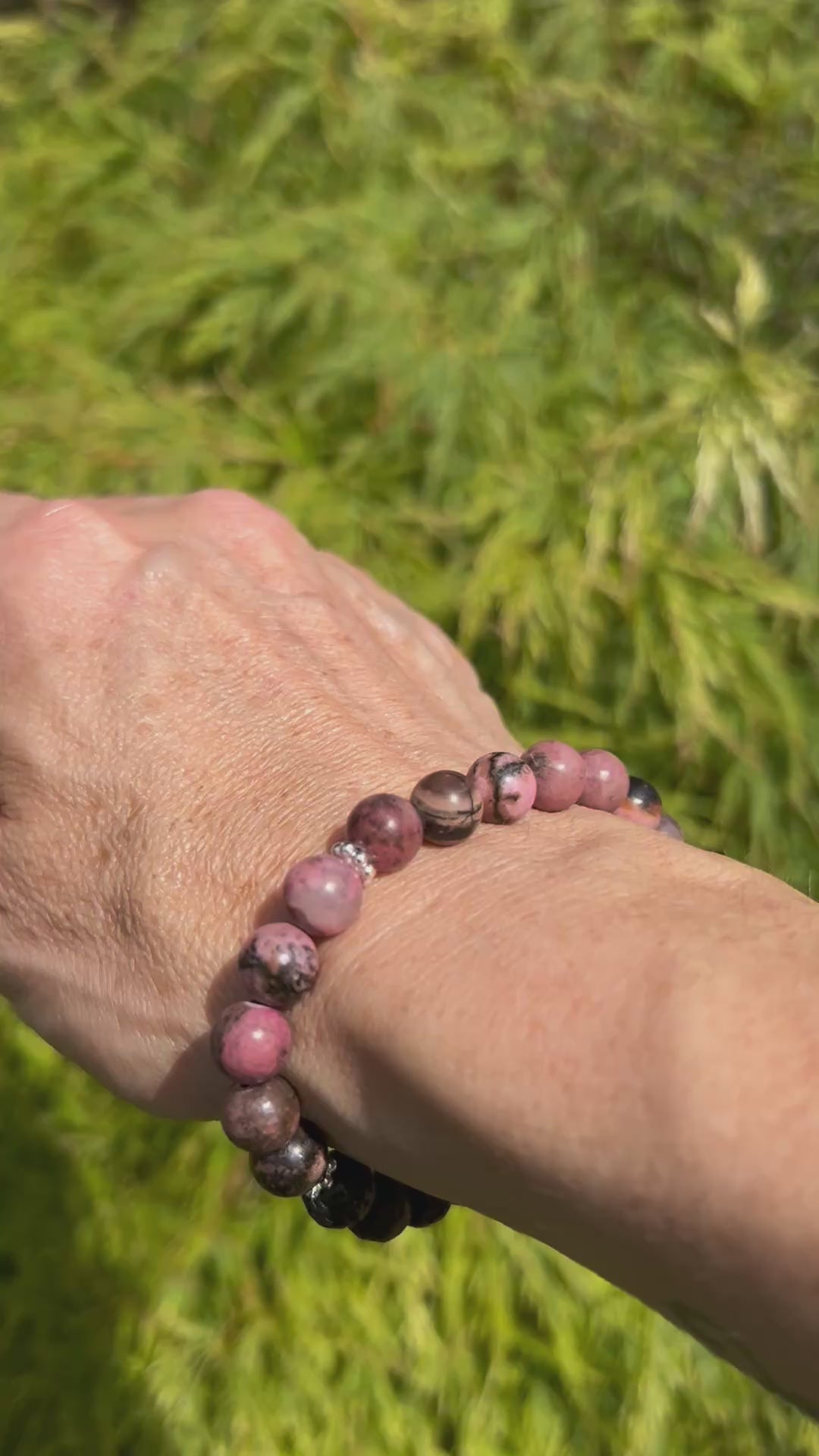 Rhodonite Aromatherapy Gemstone & Lava Bead Bracelet