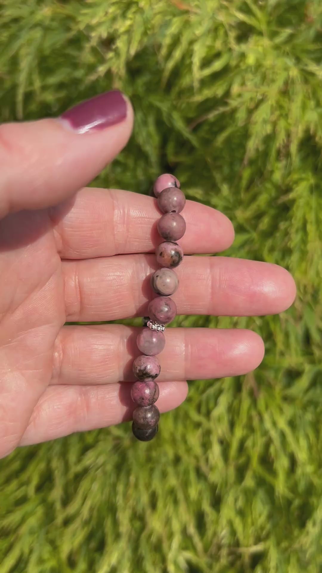 Rhodonite Aromatherapy Gemstone & Lava Bead Bracelet